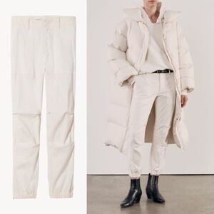 Nili Lotan Cropped French Military Capri Jogger Pant Eggshell Ivory Size 8